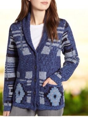 NWOT ~ LUCKY BRAND Patchwork Indigo Cardigan ~  size Small